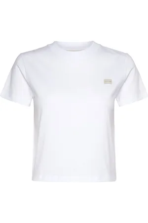 Calvin Klein Woven Label Peached Baby Tee White