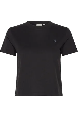 Calvin Klein Woven Label Peached Baby Tee Black