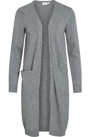 VILA Viril Long L/S Knit Cardigan - Noos Grey