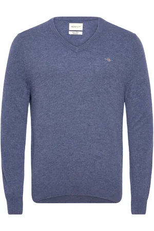 GANT Extrafine Lambswool V-Neck Blue