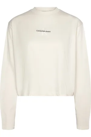 Calvin Klein Monologo Loose Ls Tee Cream