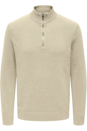 Only & Sons Onsfabian Life Reg 7 Half Zip Knit Beige