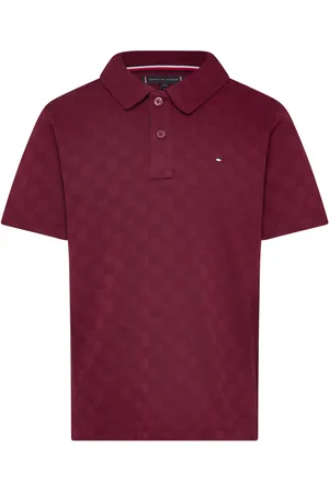 Tommy Hilfiger Checkboard Jacquard Reg Polo Ss Burgundy
