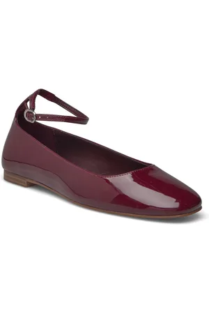 MANGO Patent Leather-Effect Ballet Flats Burgundy