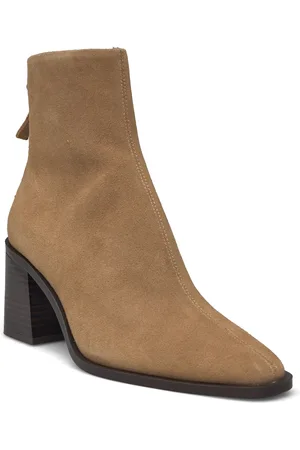 MANGO Leather Heeled Boots Brown