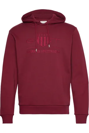 GANT Reg Tonal Shield Hoodie Burgundy