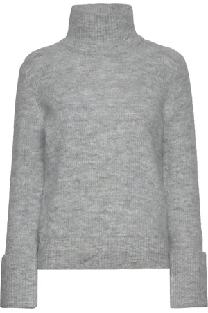 SELECTED Slfsia Ras Ls Knit High Neck Grey