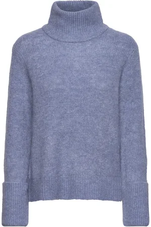 SELECTED Slfsia Ras Ls Knit High Neck Blue
