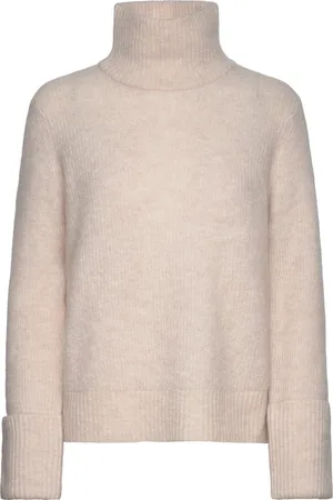 SELECTED Slfsia Ras Ls Knit High Neck Cream
