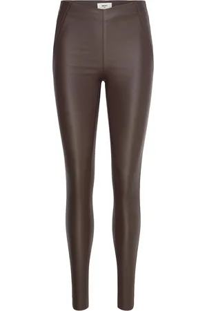 Object Objbelle Mw Coated Leggings Noos Brown