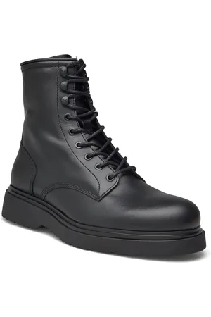Calvin Klein Lace Up Boot W/ Zip Lth Black