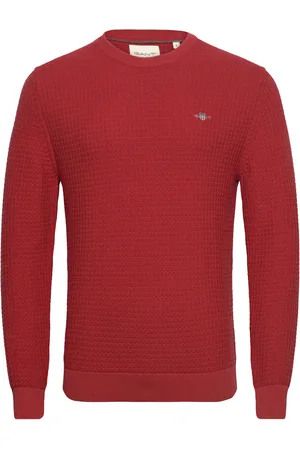 GANT Cotton Textured C-Neck Red