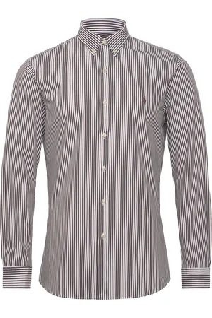Ralph Lauren Slim Fit Striped Stretch Poplin Shirt Brown