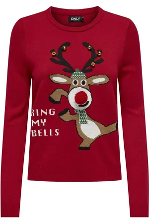 ONLY Onlxmas Ls O-Neck Mix Detail Box Knt Red