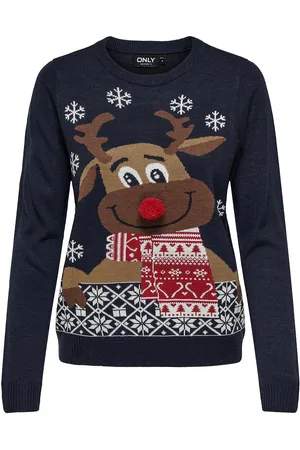 ONLY Onlxmas Ls O-Neck Mix Detail Box Knt Navy