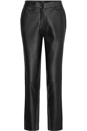 DEPECHE Biancadep Straight Fit Leather Pants Black