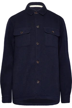 Anerkjendt Akoscar Boiled Wool Overshirt Navy