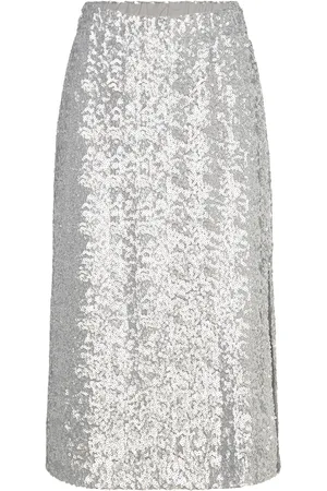 STINE GOYA Straight Midi Skirt, 2260 Sequins Silver