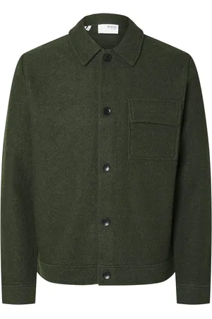 SELECTED Slhnealy Ls Knit Shirt Jacket Noos Green