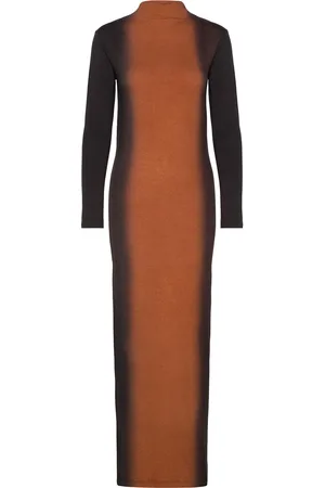 Rabens Saloner Graffiti Long Jersey Dress - Lykka Orange Rabens Sal R
