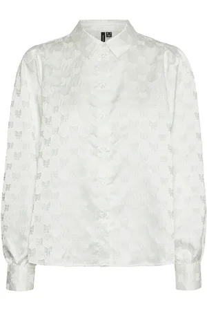 VERO MODA Vmviga Jacquard Ls Shirt Wvn Ga White