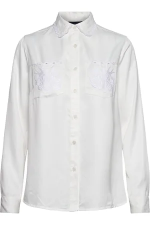 Lexington Candice Embroidered Satin Blouse White