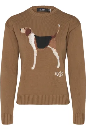Ralph Lauren Intarsia-Knit Beagle Cotton Sweater Khaki