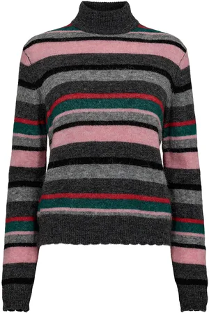 Numph Nuriette Stripe Highneck Pullover Grey