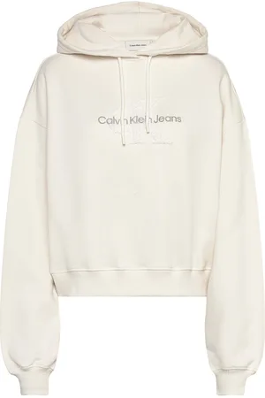 Calvin Klein Chenille Monologo Hoodie Cream