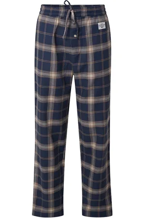 Lexington Konrad Organic Cotton Checked Flannel Pajama Pants Blue