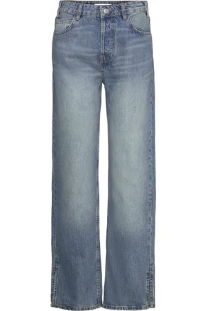 MANGO Medium-Rise Straight Jeans With Slits Blue