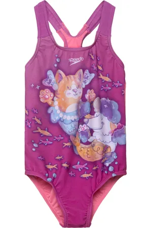 Speedo Girls Digital Printed Swimsuit Pink