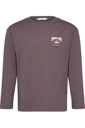 MANGO Printed Long Sleeve T-Shirt Burgundy