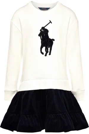 Ralph Lauren Big Pony Corduroy-Skirt Fleece Dress Navy