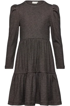 Minymo Dress Ls Glitter Rib Black