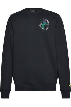 Lyle & Scott Thistle Flora Printed Crew Neck Sweatshirt Navy