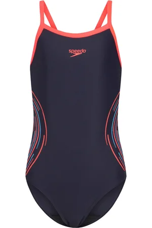 Speedo Girls Plastisol Placement Thinstrap Muscleback Navy