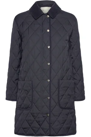 GANT Quilted Cord Detailed Coat Navy