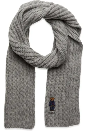 Ralph Lauren Polo Bear Rib-Knit Scarf Grey