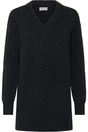 Calvin Klein Textured Sweater V-Neck Dress Black