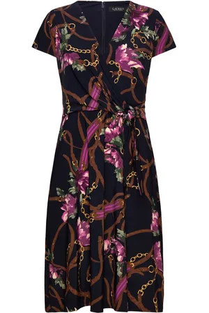 Ralph Lauren Print Surplice Jersey Dress Navy