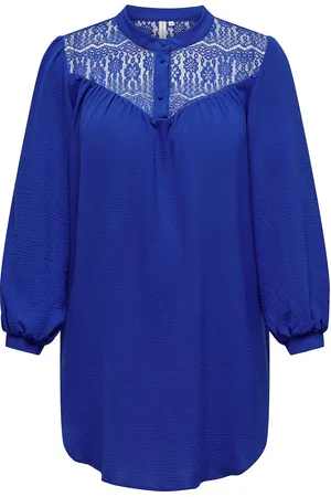 ONLY Carmette Life L/S Mix Lace Long Top Wvn Blue