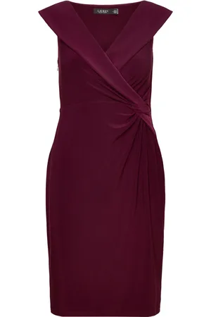Ralph Lauren Jersey Off-The-Shoulder Cocktail Dress Burgundy