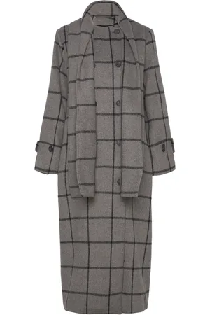 SELECTED Slfhelle Long Wool Scarf Coat Grey