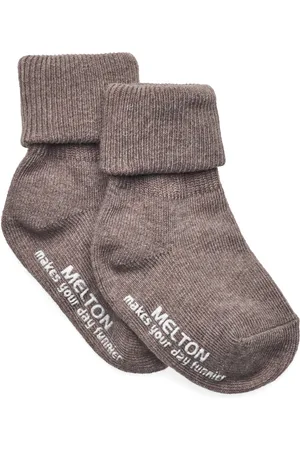 Melton Cotton Socks - Anti-Slip Brown