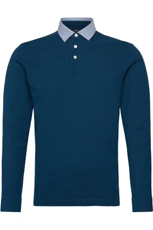 Hackett Woven Collar Ls Blue