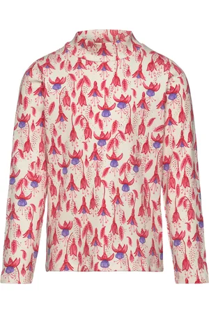 Mini Rodini Fuchsia Aop High Neck Ls Tee Pink