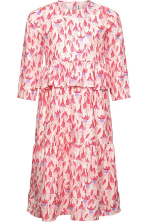 Mini Rodini Fuchsia Aop Woven Frill Dress Pink