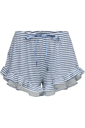 Hunkemöller Short Velours Ruffle Stripe Blue