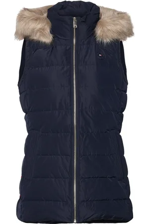 Tommy Hilfiger Heritage Down Tyra Vest With Fur Navy
